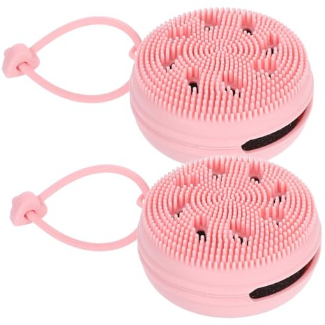Pack Silikon Gesichtsreinigungsbürsten für Gesicht und Babyhaar Rosa | Manuelle Peeling Funktion, Kompakt für Reise und Pflegeroutine, Weiche Borsten, 2 Stück