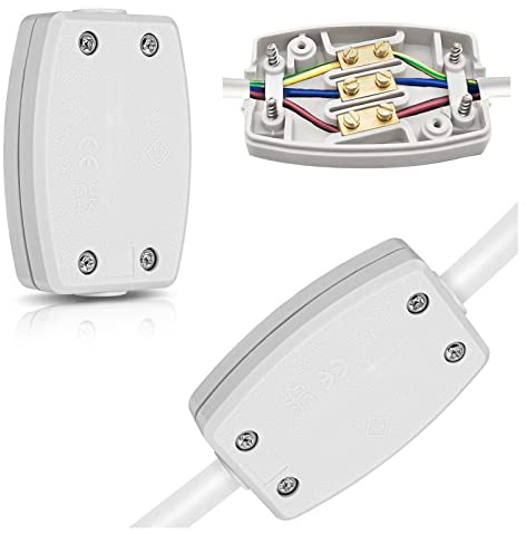 2 Pcs 3 Terminal Electrical Junction Box 13a Flex Connector 3 Core(White) | 13amp 250v, 3 Core Cable Connector, Wire Connector, Electrical Connectors