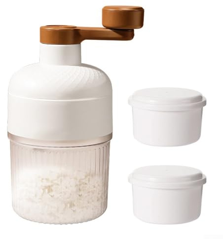 Broyeur à glace portable pour glace pilée manuelle, comprend deux bacs à glaçons pour créer des cônes de neige et des slushies (broyeur à glace + bac à glace)