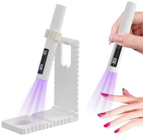 Mini Lampada UV LED Unghie, Lampada UV Portatile, Lampada UV LED Unghie Piccola, Torcia Elettrica per unghie Gel Sciugatura Rapida Bianco, 30s/60s Penna per Asciuga Unghie Salone di Casa (Bianco)