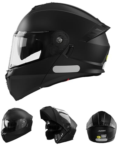 Frcychri Casque De Moto, Casque Moto Homme Avant Rabattable Modulaire avec Double Visière Anti-Buée, Homologué ECE, Casque Moto pour Hommes/Femmes C,X-Large