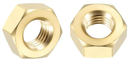 Kozelo 20pcs Hex Nuts - [M8-1.25] Brass Hardware Nuts for Mechanical Repair & Assembly, Electrical Fastening, Standard Metric Coarse Thread Nut, Yellow
