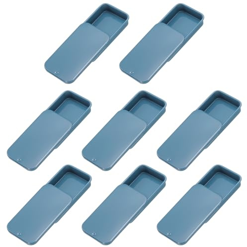 QUARKZMAN 8Pcs Scatole Di Latta Con Coperchio 2.4x1.3x0.4 Blu Scuro | Mini Scatole Metalliche Vuote Con Coperchi Scorrevoli, Organizzatori Rettangolari, Per Balsamo Per Labbra, Scorrevole