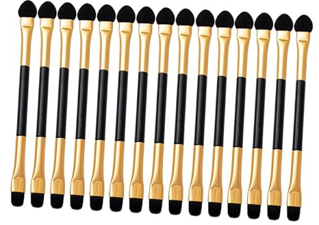 Outanaya Set de 15 Aplicadores de Maquillaje de Ojos de Doble Punta para Sombra de Ojos, Pinceles para Sombras de Maquillaje Profesionales, Portátiles y Multiusos para Uso Personal
