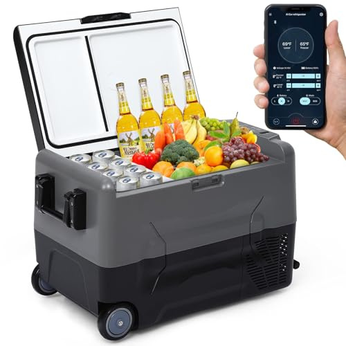 RBFGYIOP Frigorifero Portatile Auto 35L Dual Zone con Compressore, Controllo APP, Congelatore Fino a -20°C, Elettrico 12/24V DC e 230V AC, Mini Frigo per Auto, Camper, Casa, Campeggio