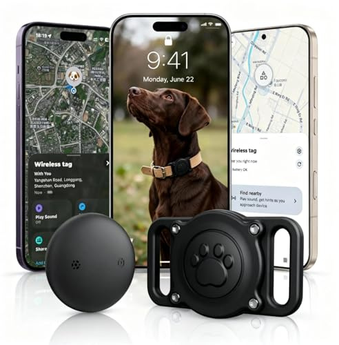 NozlaID Tracker Hunde (iOS & Android), Mini SmartTag Hundetracker Ohne ABO, kompatibel mit Apple Find My & Google Find Hub, Halterung für Hunde und Katzenhalsbänder mit Ortungsgerät (1 Pack)