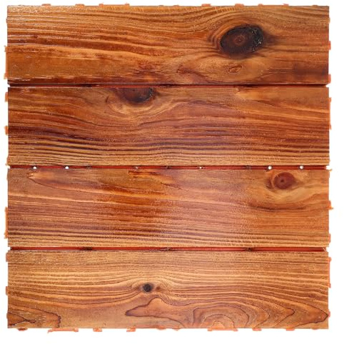 GALPADA Dalles de Terrasse en Bois Traité Anti-corrosion Système D'emboîtement Rapide, Revêtement de Sol Décoratif pour Balcon et Patio Extérieur, Design Unique en Bois Solide