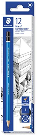 STAEDTLER Mars Lumograph 100B Bleistifte – B, 12er Set | Zeichenstifte für Künstler, bruchfeste Mine – nachhaltig, tiefschwarz – Art.-Nr. 100-B