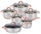 EliteHoff Juego de ollas de inducción, olla de acero inoxidable de 7 capas, juego de ollas con tapa, asas en oro rosa, para todo tipo de cocina (12 piezas)