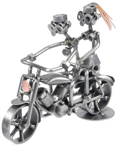 metalman24 Schraubenmännchen Motorrad Mann mit Frau - Handarbeit Geschenkidee Metallfigur Metallmännchen Stahlfigur Schraubenmännle - Deko für Büro & Zuhause