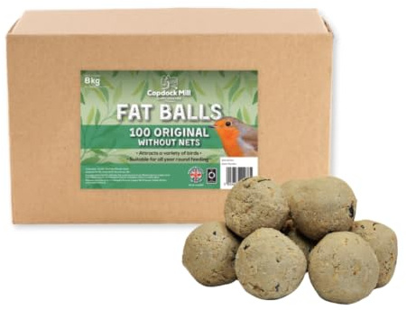 Copdock Mill 100 Fat Balls – Small, Loose Suet Balls for Wild Birds – Small, Loose Suet Balls – High-Energy, Bird Food Fat Balls to Attract Wild Birds to Your Garden