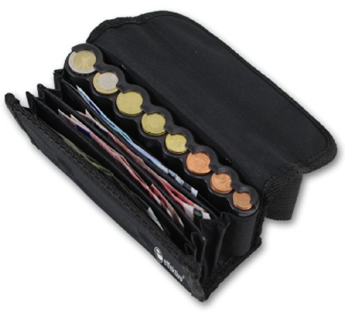 effektivo Geldbörse mit Münzspender und Tragegürtel Kellnerbörse mit Euro Geldwechsler Schwarz