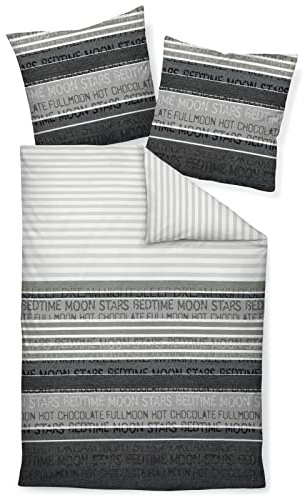 Janine Mako Satin Bettwäsche 200 x 220 cm Satin Bettbezug grau Palermo Bettwäsche grau aus Baumwolle