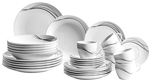 Joseph Maeser 927314 Tajo Service de Table Bone China Blanc 40 x 60 x 40 cm 30 pièces