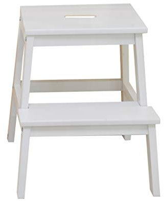 Klapptreppe Klappstufen Klapptritt Trittleiter 2 Stufen Holz Leicht Tritthocker Treppenstuhl für Kind Erwachsene für Bad Bibliothek - Max. 150 kg，Natur