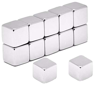 12 Stück Neodym Würfel-Magnete Extra Stark Set,Würfelmagnete für Glasmagnettafeln Kühlschrank Pinnwand Memoboard Whiteboard Schule Lehrer Map,Büro, mit Vorratsbehälter | Silver (10x10x10 mm)