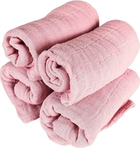 Pippi Mullwindeln 4er Pack Spucktücher Biobaumwolle Organic (Hellrosa)