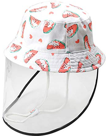 Sombrero de Sol para bebé Protección UV Transpirable algodónNiña niño Protector Facial para los Ojos Blanco 1-2 años