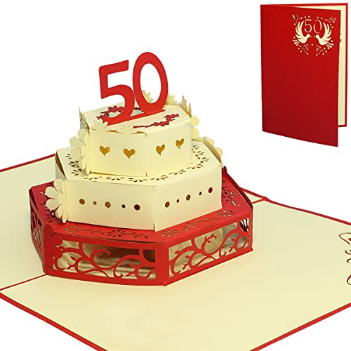 LINPOPUP®, LIN17654, POP UP Karten Hochzeit, 50. Hochzeitskarten, 50. Jahre Hochzeitstag, Grußkarten Hochzeit, Glückwunschkarten Hochzeit, goldenen Hochzeit, 50. Hochzeitsjubiliäum, N380