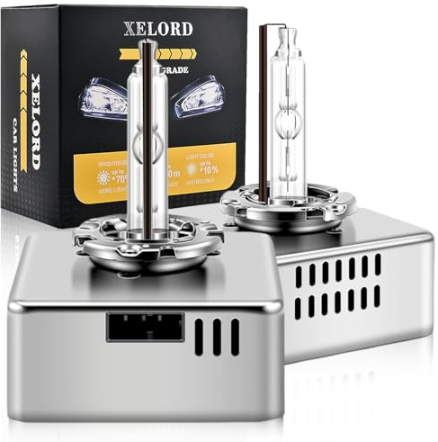 XELORD D5S Xénon Ampoules 35W 6000K HID Blanche Lampe Phare au Remplacer pour Voiture,Pack de 2 | HID Xénon Phare Lampe décharge Remplacer Kit Voiture