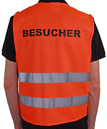 4business 5 x Kfz Warnweste BESUCHER orange Erwachsene Unisize EN ISO 20471 | Klasse 2, TÜV-geprüft, waschbar, reflektierend, Qualitätsweste