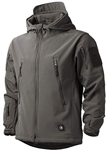 MakingDa - Giacca invernale impermeabile da uomo, con cappuccio, in stile casual, cappotto foderato in pile, giacca tattica militare, per lavoro, corsa, pesca, caccia, arrampicata, Grigio, M