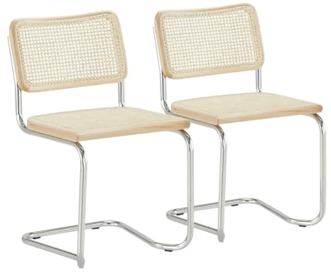 Moderner Schwingstuhl Kaden - 2er Set, 47x82x50cm, Freischwinger, Wiener Geflecht