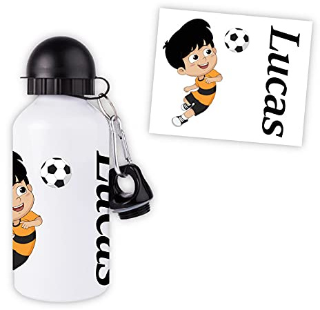 Gourde ou bouteille enfant - Personnalisable avec prénom - 500mL (Football)