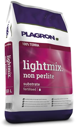 Plagron lightmix 50 L 100% Terra substrat ohne Perlite Dünger Erde Anzucht Grow Bloom