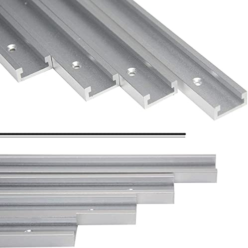 ybaymy Riel de ranura en T de 1220 mm, 4 unidades, de aluminio, guía de inglete en T, con orificios de fijación, para trabajos de madera, ranura en T, fresadora, sierra de mesa