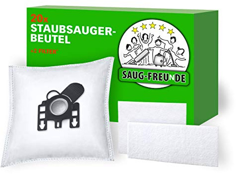 SAUG-FREUnDE - 20x Staubsaugerbeutel für MIELE Classic C1 Baureihe: C 1, Complete C2 Baureihe: C 2, Complete C3 Baureihe: C 3, S 5-Baureihe, S 8-Baureihe I ähnlich SWIRL M40 I MENALUX 3101 (MI1)