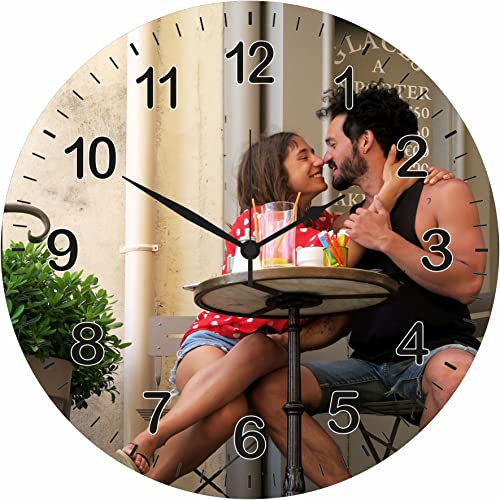SOLO ORA Horloge murale personnalisable avec photo/image et/ou inscription, 30 cm de diamètre dans le Forex, excellente idée cadeau, cadeau Saint Valentin, cadeau personnalisé