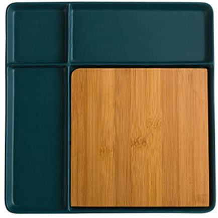 Tablas de Embutidos cuadradas mejoradas, Tabla de Queso de cerámica con Compartimentos, Plato de Servicio Dividido de Estilo nórdico, Bandeja de Aperitivos única Reutilizable
