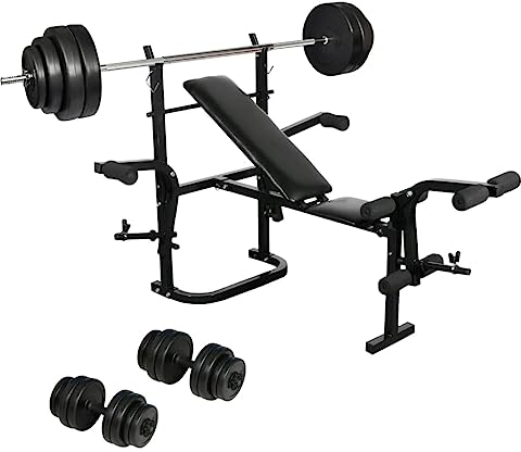 INLIFE Klappbare Hantelbank mit Langhantel Kurzhantel Set,114.7kg,270166