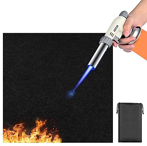 BouGPeng Estera ignífuga 50 x 50cm Alfombra ignífuga 5mm Espesor Panel ignífugo Resistente al Calor hasta 550 °C Negro Manta ignifuga Barbacoa para Campings o Acampadas