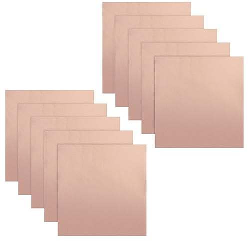 vootape 10Pcs 6 x 6 Copper Foil Sheet, 5.91 Mil (0.006 Thick) Copper Foil Tape with Double-Sided Conductive Adhesive for Guitar,DIY Projects,Electrical,Crafting,Repairing,Grounding,Soldering