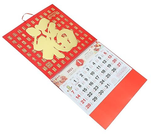 ABOOFAN Calendrier Mural Chinois Calendrier Lunaire Décoratif Traditionnel à Accrocher Pour Maison Avec Motifs Aléatoires Enrichissez Votre Espace Culturel
