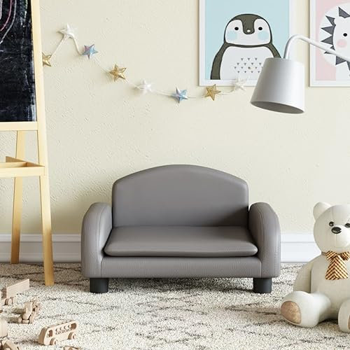 Homgoday Kindersofa Kinderzimmersofa Sofa Kindercouch Minisofa Kindersessel Sofa Sessel Sitzmöbel Kindermöbel Kinder Sofa für Kinderzimmer Grau 50x40x30 cm Kunstleder