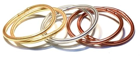 Lot de 6 bracelets style Pain d'Or – Doré, argenté et rose doré – Amulette de protection – Bracelet bouddhiste tibétain Kumlai Temple, silicone imperméable et souple