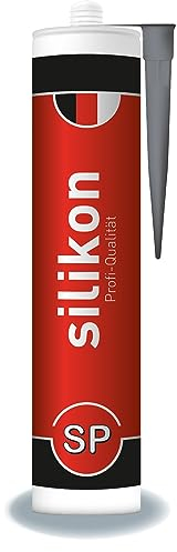 Cartuccia in silicone sanitario, 310 ml, grigio, sigillante per fughe per bagno, doccia, cucina, impermeabile con effetto protettivo, resistente alla muffa, ai raggi UV e alle intemperie (1)