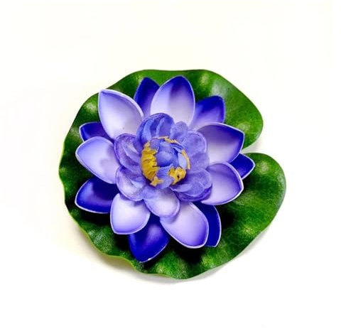 Künstliche Lotusblume aus Schaumstoff, 10/17/28/40/60 cm, schwimmende Lotus, künstliche Blume, lebensechte Seerose, Mikro-Landschaft für Hochzeitsteich, Gartendekoration (Farbe: 10 cm, blau)