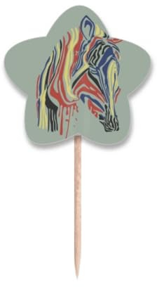 Palillos de dientes con diseño de graffiti, diseño de animales pintos, con etiqueta de estrella, palillos para cupcakes