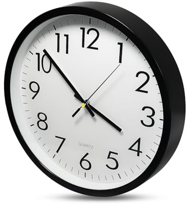 Gentpovth 10 Pulgadas Reloj de Cuarzo de Pared Silencioso, Moderno Reloj Redondo, Diseño Analógico Minimalista y Silencioso, Decorativo sin Tictac para la Cocina, el Comedor o la Habitación