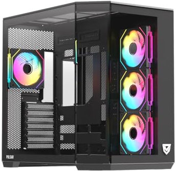 Nfortec Pulsar - Tour PC Gaming ATX - Verre trempé, Maille Micro-perforée démontable sans vis, sans filtres Anti-poussière, 4 Ventilateurs, USB-C, Liquide 360 mm, Noir