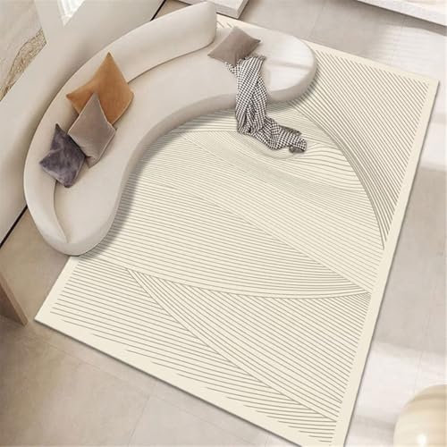 RUGMRZ Auslegware Kinderzimmer Betten Waschbarer Teppich grau einfache Liniendekoration pflegeleicht Teppich Reinigung 50X80CM
