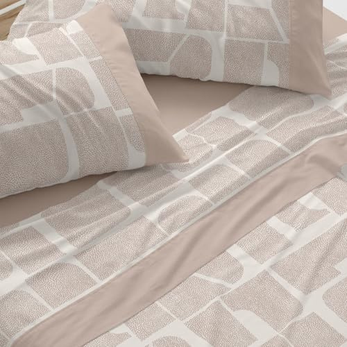 Burrito Blanco | Juego de sábanas Algodón | Cama de 90cm. (+Medidas Disponibles) | Diseño 630 | Color Arcilla (90x190/200cm.)