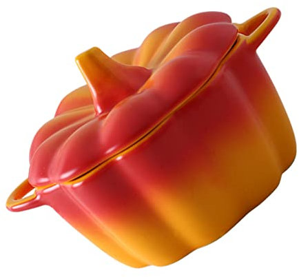 DECHOUS Gradient Pumpkin Cup Ceramic Dessert Bowl Lid for Serving Soups Salads and Fruits Thanksgiving Halloween