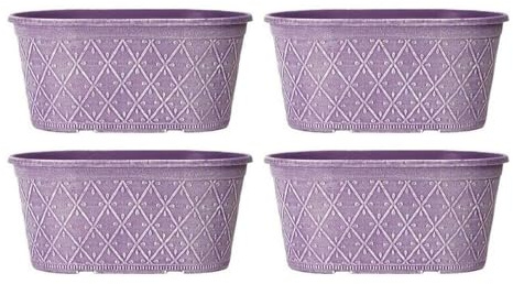 Powdered Whitewashed Trough Window Box – Decorative Plastic Outdoor Planter with Drainage Holes – Weatherproof Outdoor Planter with Drainage Holes Flower Pot for Gardens (Raisin - 40cm, 4Pack)