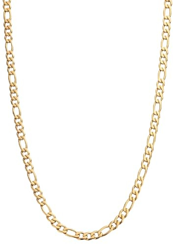 Kritz Collana Catena Figaro 3 mm Acciaio Inossidabile Placcato Oro per Donna Uomo - Catenina Modello Maglia Figaro 3+1 Lunghezza 40 45 50 55 60 Cm - Gioielli Regalo Unisex (45 Cm)