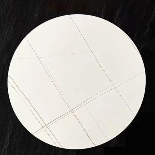 Dijateman 50cm - 100cm Le Plateau en marbre, Plateau de Service Tournant, Rond Multifonction Plateau Tournant de Table, pour Le Partage des Aliments(White Gold,20in(50cm))